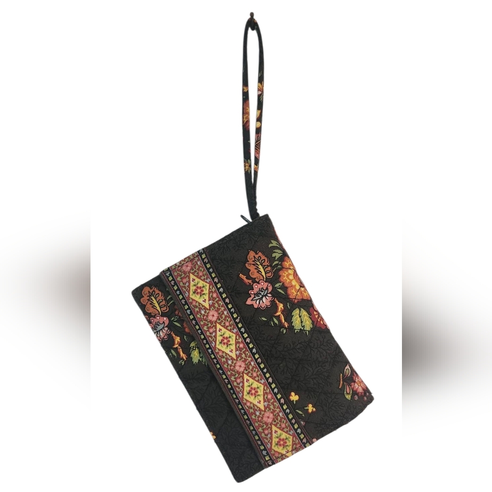 Vera Bradley Brown Floral Wristlet Wallet Womens Wallet, 6 Inch Wallet